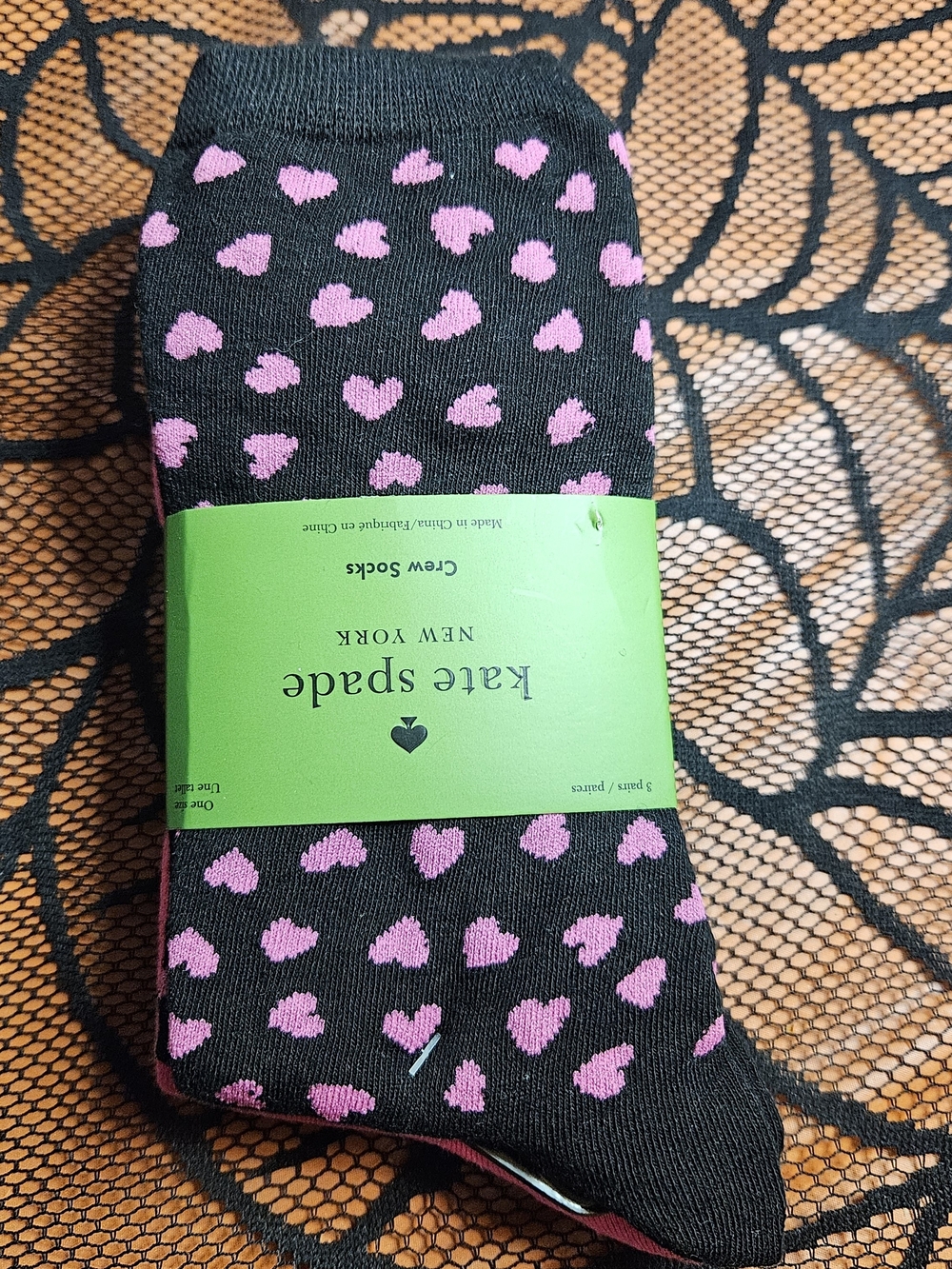 NWT Kate Spade 3 Pair Heart And Spade Crew Socks Size 4–10 - Picture 5 of 7
